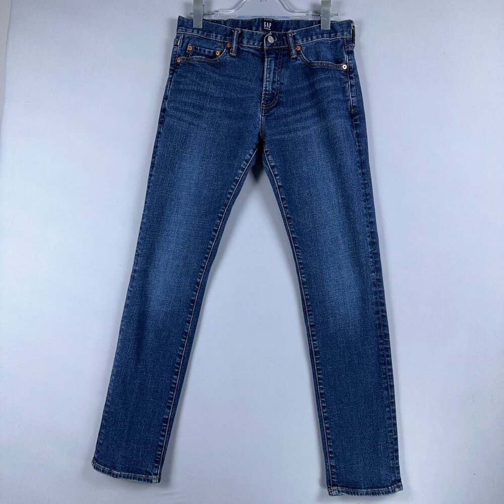 Gap Skinny Jeans Men Size 29/32 Mid Rise Stretch Denim Blue Dark Wash